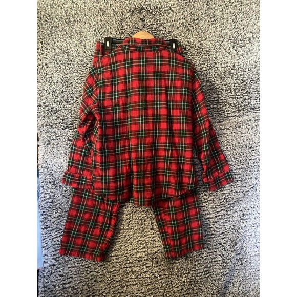 Lauren Ralph Lauren Red Plaid Flannel 2-Piece Pajama Set Sleepwear - Picture 3 of 13